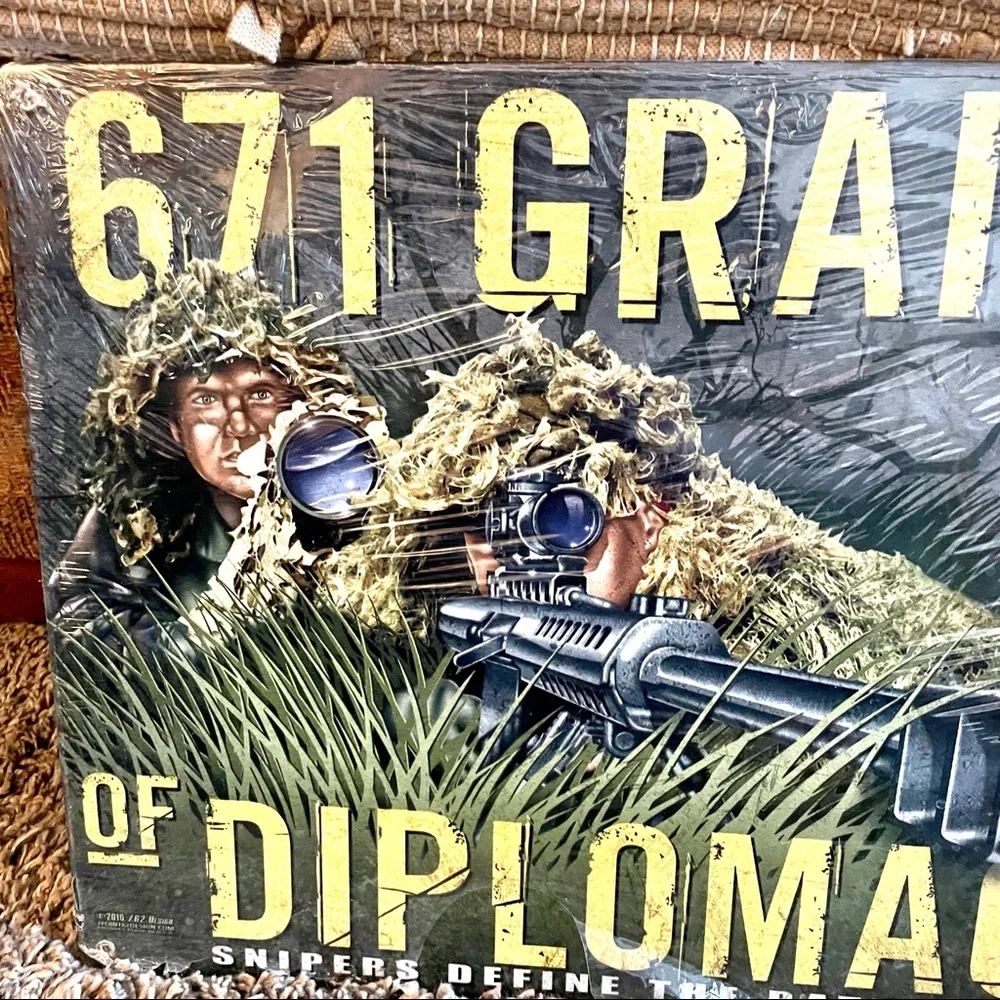 NEW Heavy Duty Steel 671 Grains Of Diplomacy Sniper Metal Sign